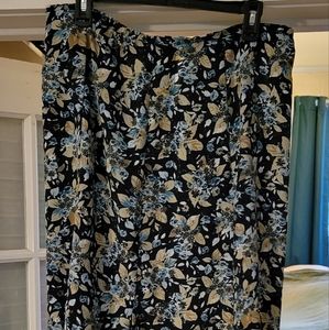 Floral blue and black shafon skirt